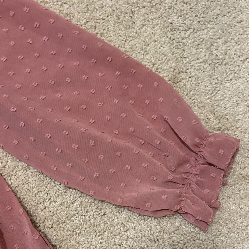 Women's Pink Ruffled Blouse - Picture 2 of 3